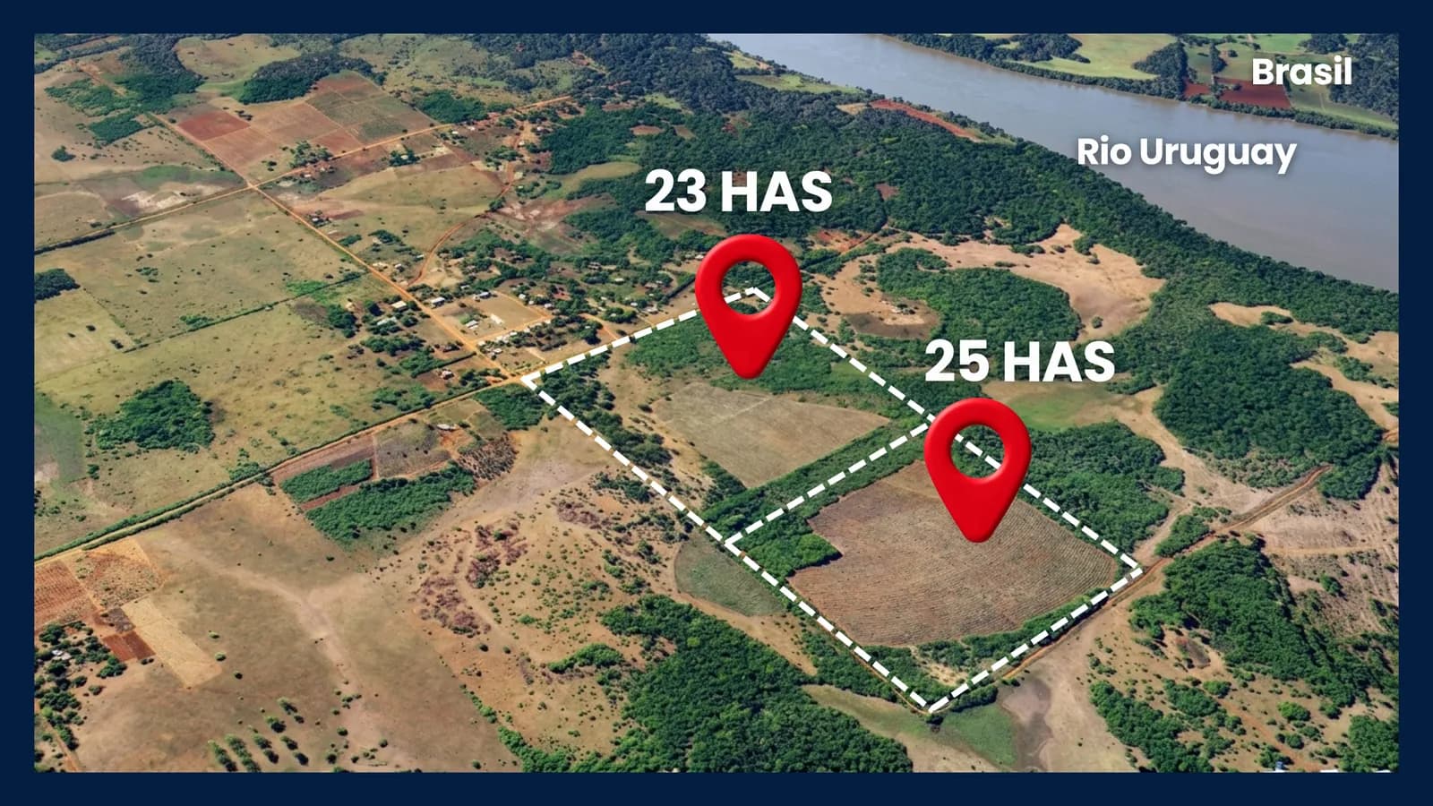 Vista aérea de terrenos delimitados