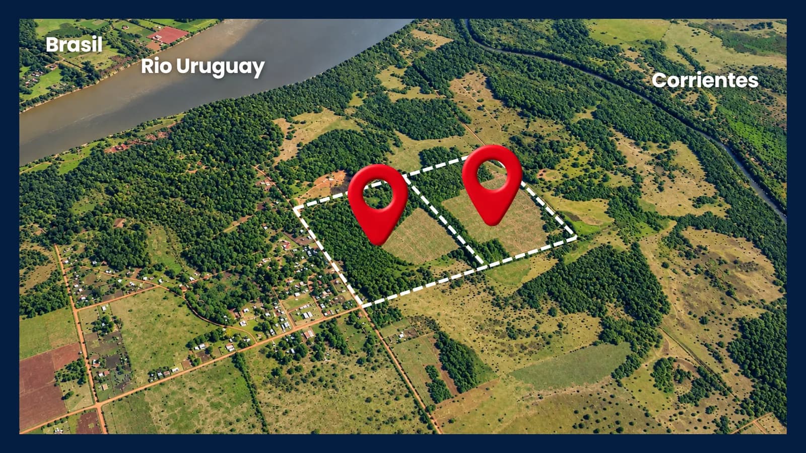 Vista aérea de terrenos en venta