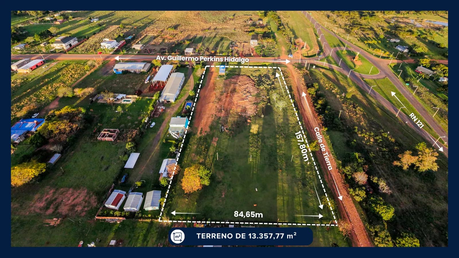 Vista aérea de terreno delimitado
