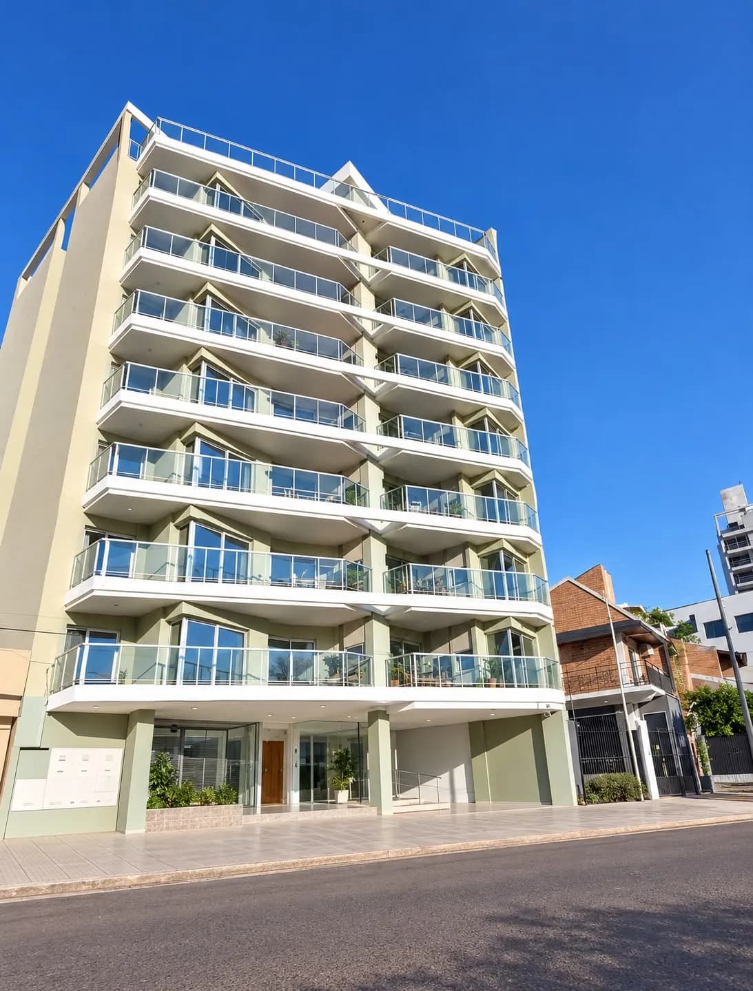 Moderno edificio residencial con balcones