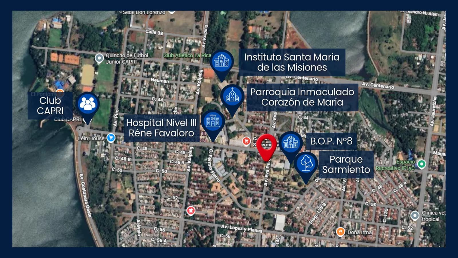 Mapa con puntos de interés cercanos